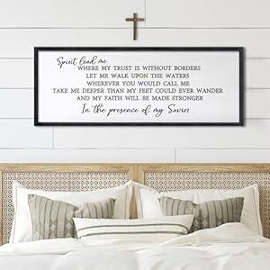 FZZHYQCHY Spirit Lead Me Wall Art Decor 24×10 Inch Christian Scripture Office Inspirational Lyrics Ready to Hang Wooden Framed Sign (Black)