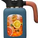 64 oz Glass Pitcher with Lid and Handle, Glass Carafe/Jug for Hot/Cold Water, Large Iced Tea Pitcher for Coffee, Juice and Homemade Beverage (EXP 08/07/26)
