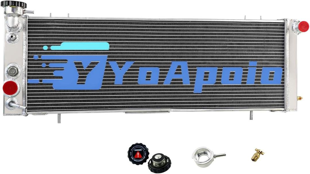 Aluminum Radiator for 1991-2001 Jeep Cherokee XJ Comanche 4.0L AA5052 Direct Fit w/ CNC Cap & Trans Cooler Core 31"x11.125" Inlet 1.25" Outlet 1.5" TIG Welded Significantly More Cooling