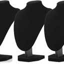Comelyjewel 3pcs/Pack 9 Inches Velvet Necklace Holder, Jewelry Organizer for Women, Elegant Jewelry Organizers and Storage Solution, Mannequins Bust Stand for Necklaces and Accessories (Black)