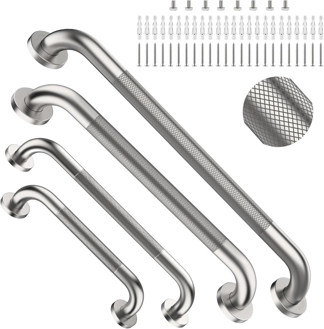 Brushed Nickel Grab Bar 4-Pack, Anti-Slip Bathroom Safety Rail