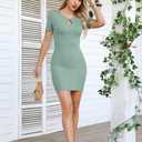 Valiamcep Women's Long Sleeve Dress Crewneck Bodycon Dresses Ribbed Knit Slim Fit Casual Mini Dress (Brown, S)