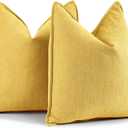ZWJD Yellow Pillow Covers 20x20 Set of 2 Chenille Throw Pillow Covers with Elegant Design Soft and Luxurious Decorative Throw Pillows for Couch, Bed, and Home Decor