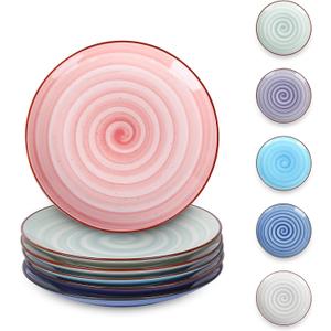 Selamica Ceramic Dessert Plates Set of 6, 6 Inch Appetizer Plate for Kitchen, Microwave Dishwasher Safe, Gradient Color