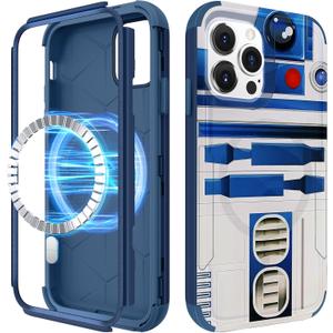 for iPhone 15 Pro Max Case - Compatible with MagSafe Women Cute Girls Magnetic Protective Phone Cover Boys Unique Design Heavy Duty Shockproof Funda for Apple 15 Pro Max Cases (Blue Robot)