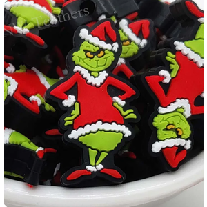 12 Pcs Christmas Silicone Focal Bead Cute Loose Beads Accessory for DIY Keychains Bracelet Necklace Pens Lanyard Making