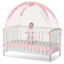Crib Tent - Crib Net to Keep Baby in, Stop Baby from Climbing Out of Crib, Pop Up Crib Tent with Durable Breathable Net Double Zipper Strong Rods Installation Convenience (Large, Pink)