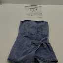 SOLY HUX Women's Y2k Tube Top Denim Romper Wrap Strapless Bodycon Short Jumpsuits Solid Blue Small