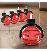Office Chair Wheels for Carpet Set of 2 Replacement for Office Chairs Mat Safe for All Floors Including Hardwood - 2-Inch Rubber Replacement Smooth & Silent Universal Size (11x22 mm) Red