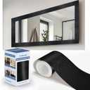 27 FT Wood Grain Wallpaper Border, Removable Waterproof Mirror Border Peel and Stick,Bathroom Mirror Frame Border.Black (4.72 Inch x 27 Ft)