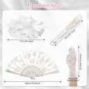 Fumwase 8Pcs White Tea Party Accessories Set Tea Party Gloves Hats Necklace Fan Bracelet Earrings Sunglass Ring for 20s 50s Spring Party Decoration Accessories Halloween