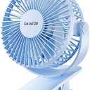 Gaiatop Portable Clip on Fan Battery Operated, Small Powerful 3 Speed Quiet 360° Rotate, USB Rechargeable Mini Personal Cooling Fan for Desk Table Home Office Stroller Camping Women Gifts Light Blue