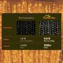 Twinkle Star 300 LED Window Fairy Curtain String Lights, 8 Modes Fairy Lights for Bedroom Wedding Party Home Garden Outdoor Indoor Wall Decorations, Warm White, 2 Pack