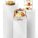 White Cylinder Pedestal Stands for Party- 3 Pieces , Large White Cake Pedestal Stand, Pedestal Display Plinth Pillars for Wedding Ceremony Birthday Party Art Decor--35.4''(L),29.5''(M),23.6''(S)