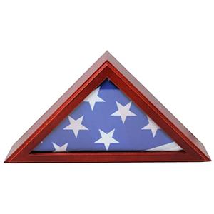 American Flag Black Display Case - Wood Frame Fits 5x9.5' Folded Flag - Veteran Burial Memory - Glass Front