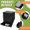 Maxcheck 2 Pcs Rabbit Feeder for Cages Small Animal Food Pellet Dispenser with Lid Metal Chicken Grit Oyster Shell Squirrel Feeders Outside(4.7 Inches,Mesh Bottom,Black)