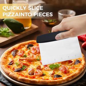 Bench Scraper, Stainless Steel Scraper Food Tool,Dough Scraper and Pastry Cutter With Scale,Food Chopper Baking Supplies Kitchen Gadgets (Black)
