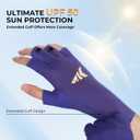 KastKing Ultimate Angler Fingerless SPF Sun Gloves, UPF50+ Sun Protection Fishing Gloves, Hydrocool Technology, Open Palm Design, Extended Cuff UV Protection Gloves for Fishing, Hiking, and Cycling (Royale Family)