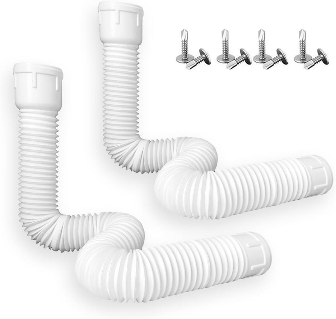 Roof Downspout Extension Pipe, Adjustable & Expandable Gutter Drain Pipe, PVC Anti-Clogging Rainwater Extension Hose for Roof Drainage（ROUND/WHITE) (62 Inches)