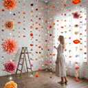 6 Pcs 35.4ft Hanging Flowers Garlands Backdrop Lighted Floating Fake Wildflower Vines LED Floral Garland Ceiling for Spring Wedding Bridal Shower Birthday Graduation Party(Vivid,Multicolor)