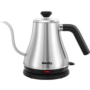 Mecity Electric Kettle Gooseneck Water Kettle Stainless Steel Tea Kettle Water Boiler Fast Heating, Auto Shut Off, 27 fl oz, 1000W, Stainless Steel