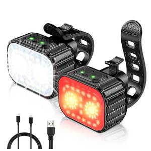 Bike Lights for Night Riding, USB Rechargeable Bike Lights Front and Back, Waterproof IP65 Bicycle Light, 4+6 Modes Bike Headlight and Tail Light Set,1.5 Hrs Fast Charging, Easy to Install
