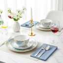 12-Piece Ceramic Dinnerware Set for 4, Blue Floral