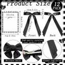 12 Pack Coquette Black Bow Party Favors with Thank You Card Bow Birthday Party Favors Satin Hair Accessories Black Coquette Theme Gift for Girls Bachelorette Wedding Bridal Shower Guests