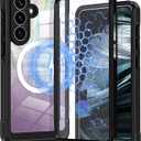 Bizzib for Samsung Galaxy S26 Plus Case Compatible with MagSafe Built-in 9H Screen Protector & Camera Lens Guard Military Grade Full Body Protection Shockproof Phone Case Cover,Black Glitter