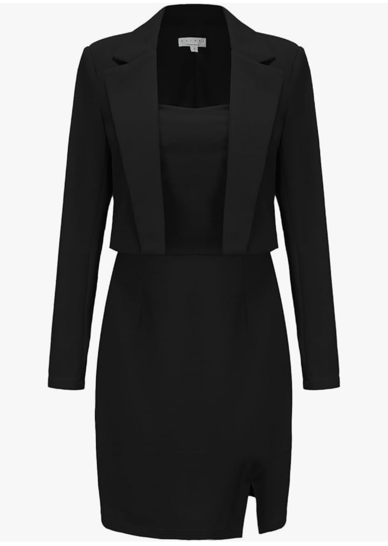 EXLURA Women's Professional Business Lightweight Blazer Dress Suit Sets 2 Piece Work Office Fashion Outfits (XL)