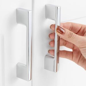 3 Inch Hole Centers, Polished Chrome Wide Foot Kitchen Cabinet Pull Handle ZP2205 | Pack of 10, Solid Hardware for Drawer, Dresser, Bathroom, Vanity, Furniture Door, Cupboard, Bedroom, 3"