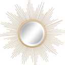 Stonebriar Round 23" Antique Gold Metal Starburst Hanging Wall Mirror with Attached Mounting Bracket, Decorative Decor for the Living Room, Bedroom, Bathroom, Hallway, and Entryway