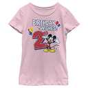 Disney Characters Mickey Birthday 2 Girl's Solid Crew Tee, Light Pink, Small