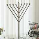 Large Metal Silver Coated Hanukkah Menorah 3 Ft. for Synagogue
