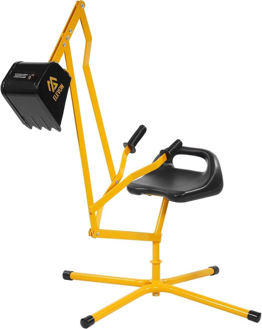 Sand Digger Excavator Toys for Kids Outdoor Sandbox Digger Crane with 360 Degree Rotatable Seat Excavator Ride On Toy Beach Toys Great for Sand Dirt and Snow Steel Outdoor Play Toys, Yellow
