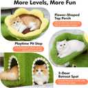 Sunflower Short Cat Scratch Tree with Cat Condo, Small Cat Tower with Cat Scratching Post, 3-in-1 Multi-Level Cute Kitten Tower for Small Cats and Kittens