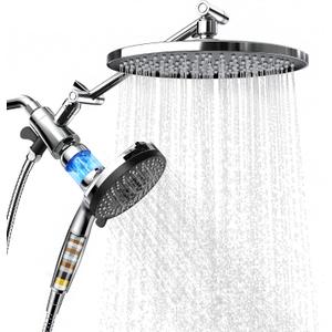 Magnetic Shower Head Effective Filtration with 10 Spray Handheld, 10" High Pressure Rainfall Shower Heads, Adjustable Extension Arm, Detachable Hand Held Showers Head Power Jets for Bathroom, Chrome