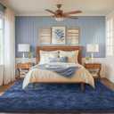 FinRec Dark Blue Rug for Bedroom Living Room, 3x5 Feet High Pile Plush Area Rug, Non-Slip Soft Fluffy Carpet for Nursery Kids Room Dorm Room Home Decor, Indoor Fuzzy Floor Rugs
