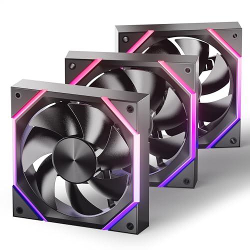 Galaxy 120mm Case Fan with Efficient Cooling, ARGB Fan Lighting, 800-1800RPM Speed Control, and Whisper-Quiet Operation Under 29 dB, Unique Design for PC