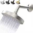 High Pressure Shower Head - Anti-Clogging Silicone Nozzles 2.5 GPM Removable Restrictor - Easy to Clean and Install - Includes Plumbers Tape - 6 inch - (Brushed Nickel 2.5GPM)