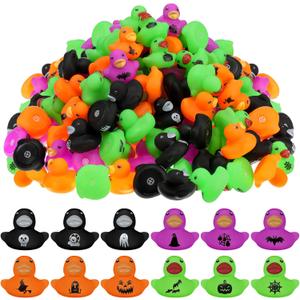 Junkin 25 Pcs Halloween Rubber Ducks Bulk Mini Rubber Ducks Small Duck in Bulk Gift for Halloweens Party Favors Toys (Halloween Duck)