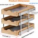 DINDON 3 Tier Pull Out Cabinet Organizer 11 W X21 D Slide Out Wood Drawer With Shelf Liner For Kitchen Pantry Organization