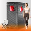 Full Size Portable Personal Infrared Sauna for Home, Personal Home Spa Tent with Remote Control, Heating Foot Pad, Foldable Reinforced Chair Grey, L33.8 x W 33.8" x H 66.5"