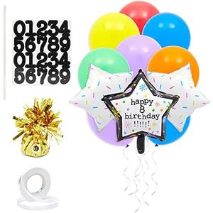 Sparkle and Bash Customizable Happy Birthday Foil Star and Latex Balloons for Decor (43 Pieces)