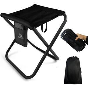 Upgraded Portable Folding Stool, 13 Inch Camping Stool for Adults Fishing Hiking Gardening and Beach with Carry Bag, Hold Up to 450lbs[Black]