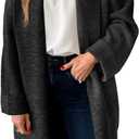 Saodimallsu Womens Long Cardigan Sweaters Chunky Open Front Oversized Slouchy Knit Fall Trendy Coatigan Jackets, Medium, Black
