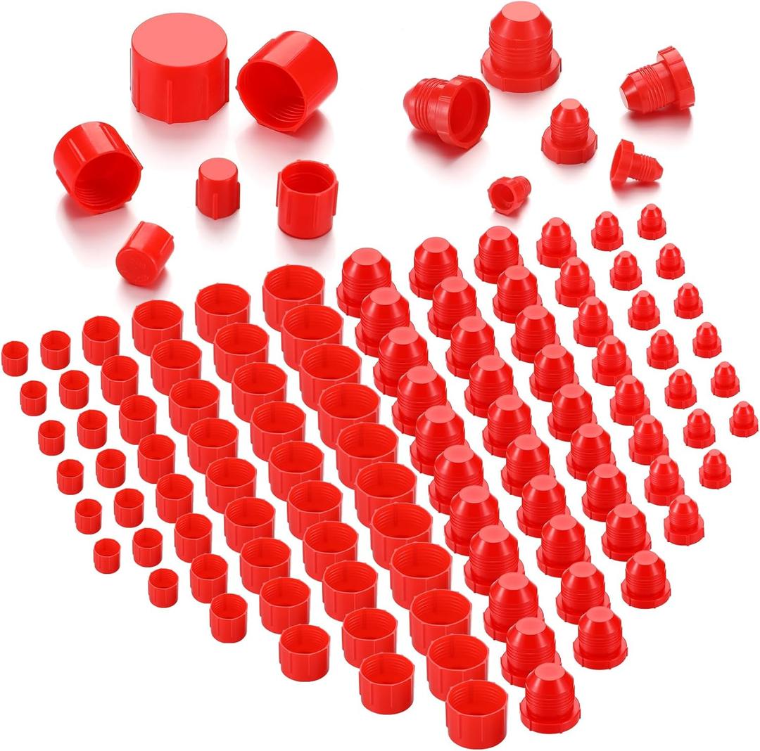 Tallew 144 Pcs Plastic Caps and Plugs Automotive Plug and Cap Kit for Servicing Fluid Lines Seals Hoses and Blocks Out Dirt Contain Multiple an Fitting Cap Sizes