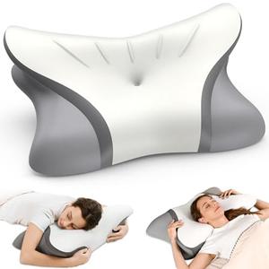 Cervical Neck Pillow - Cooling Pillow for Neck Pain Relief, Ergonomic Side Sleeper Pillow for Sleeping, Contour Memory Foam Pillows for Neck Support, Orthopedic Bed Pillow for Back Sleepers (White)