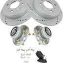 TRQ Rear Brake Pad and Rotor Set Semi Metallic Coated Drilled Slotted Rotors Compatible with 1990-2001 Acura Integra 1992-2000 Honda Civic 1995-1997 Civic del Sol