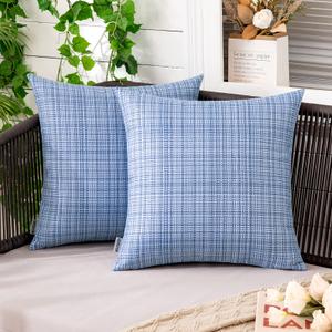 MIULEE Outdoor Waterproof Throw Pillow Covers Decorative Farmhouse Water Resistant Cushion Covers for Tent Patio Garden Couch Sofa Pack of 2, 20x20 Inch